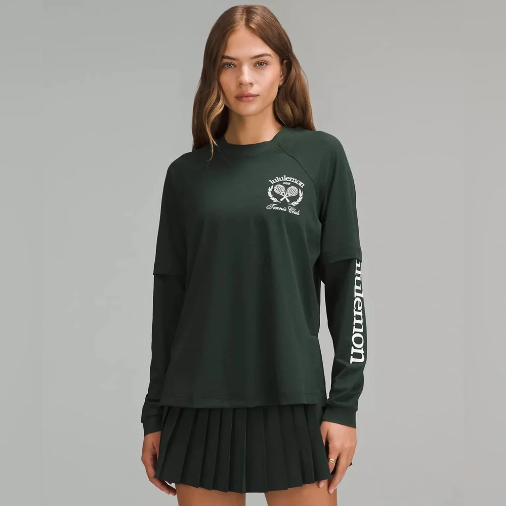 Lululemon Layered Long-Sleeve T-Shirt Tennis Club Legacy Green/White Size 6
